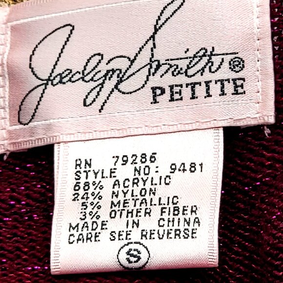 Vintage 90S Y2K Jaclyn Smith Petite Burgundy Cardigan Embroidery & Pearls Accent - Picture 6 of 14